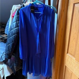 DKNY Women's Vibrant Blue Pleated Blouse dress